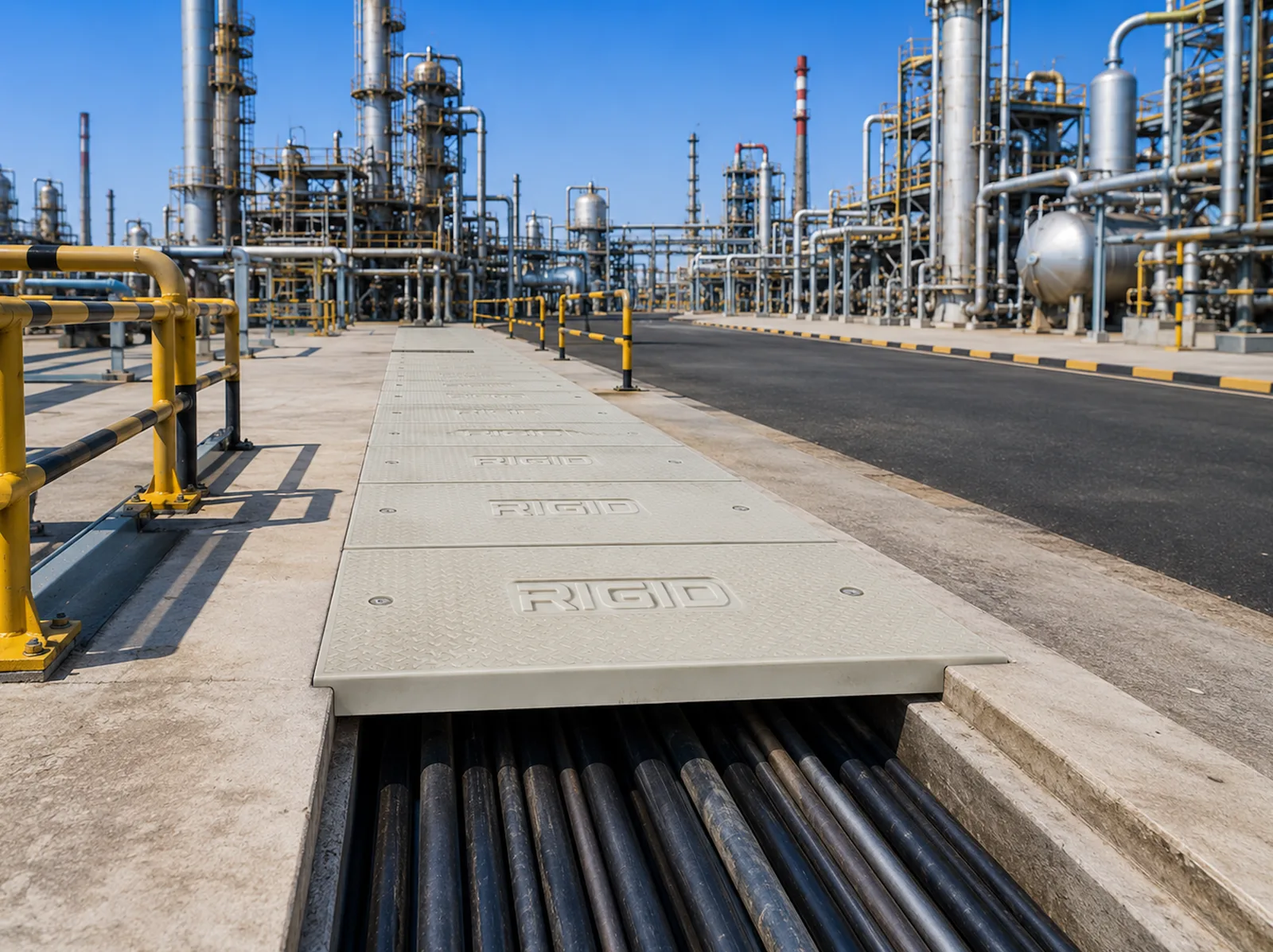 GRP Cable Trench Covers - GRP cable trench covers designed for protecting underground cable routing systems in renewable energy plants, substations, and industrial facilities.