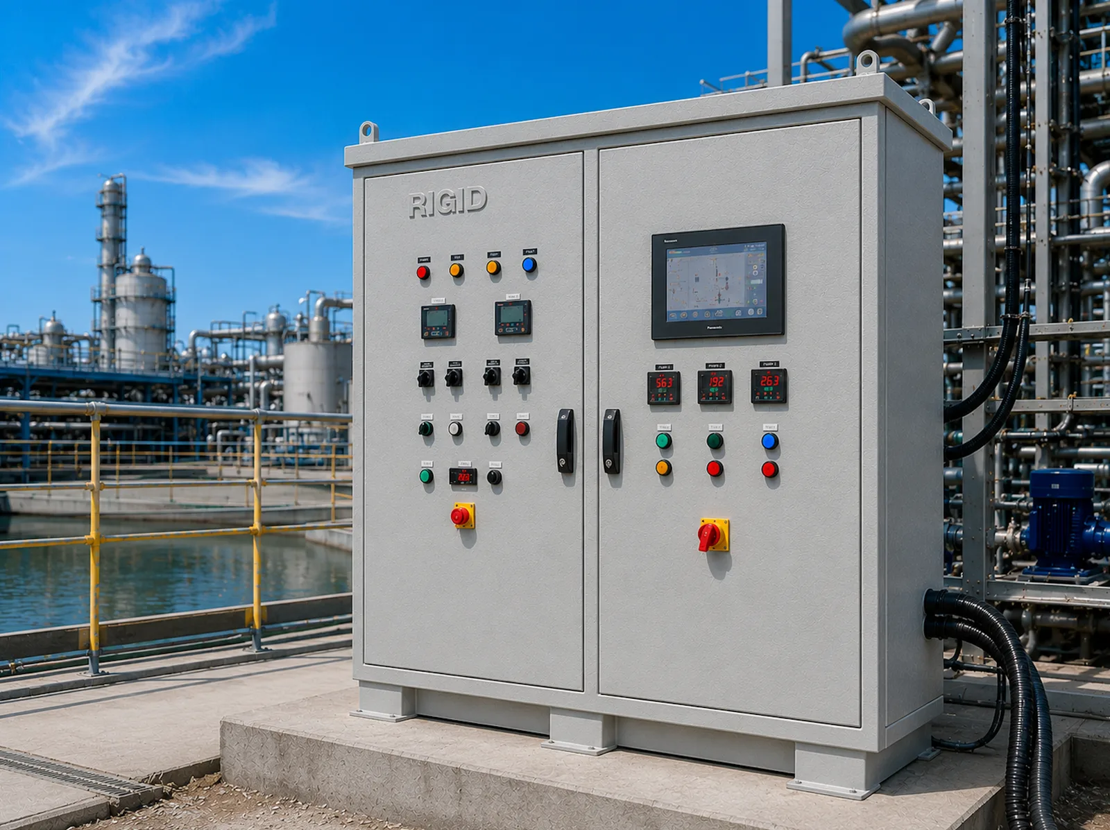 GRP Control Panels - robust GRP Control Panels engineered to house control equipment, motor starters, PLCs, automation devices, relays, communication modules, and process control systems.