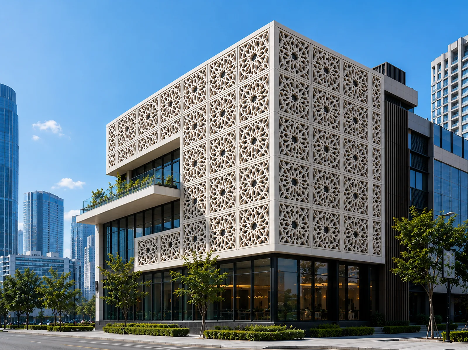 GRP Decorative Facade Elements - decorative GRP facade elements designed to enhance modern architectural aesthetics while providing long-term weather resistance and structural durability.