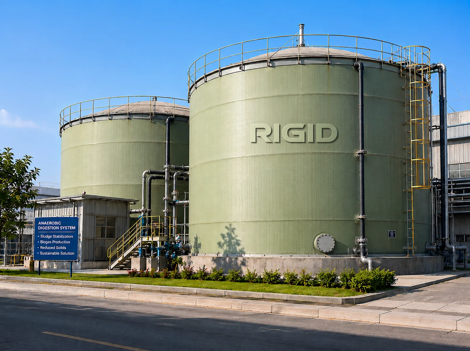 GRP Digesters - GRP digesters engineered for anaerobic digestion processes in municipal and industrial wastewater treatment plants.
