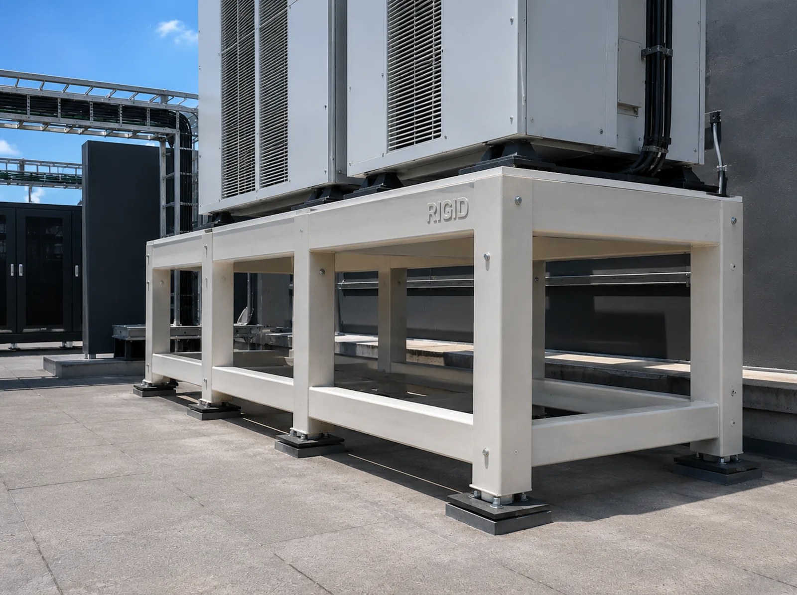 GRP Equipment Support Frames - high-strength GRP Equipment Support Frames designed to provide reliable, corrosion-resistant support for electrical, mechanical, telecom, HVAC, utility, and process equipment.