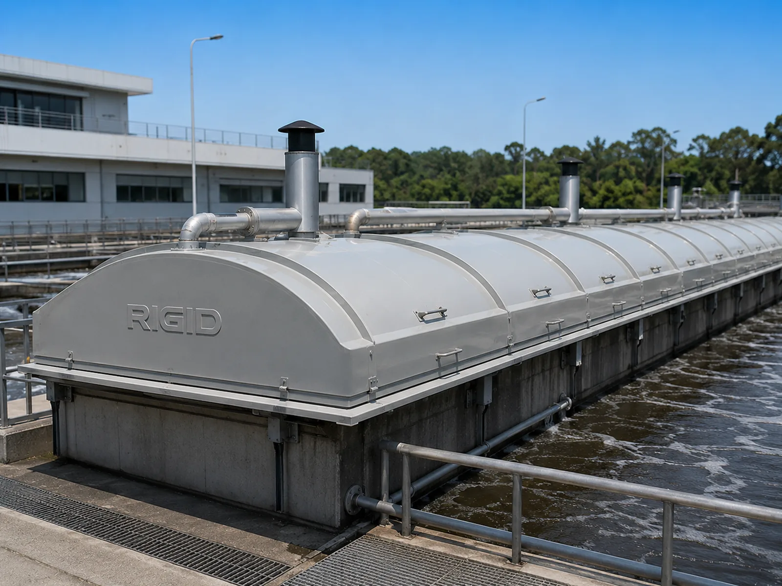 GRP Odor Control Covers - high-performance GRP Odor Control Covers engineered to contain, isolate, and control foul odors, corrosive gases, and hazardous emissions generated in wastewater treatment plants, sewage treatment facilities, sludge processing units, pumping stations, and industrial effluent treatment systems.