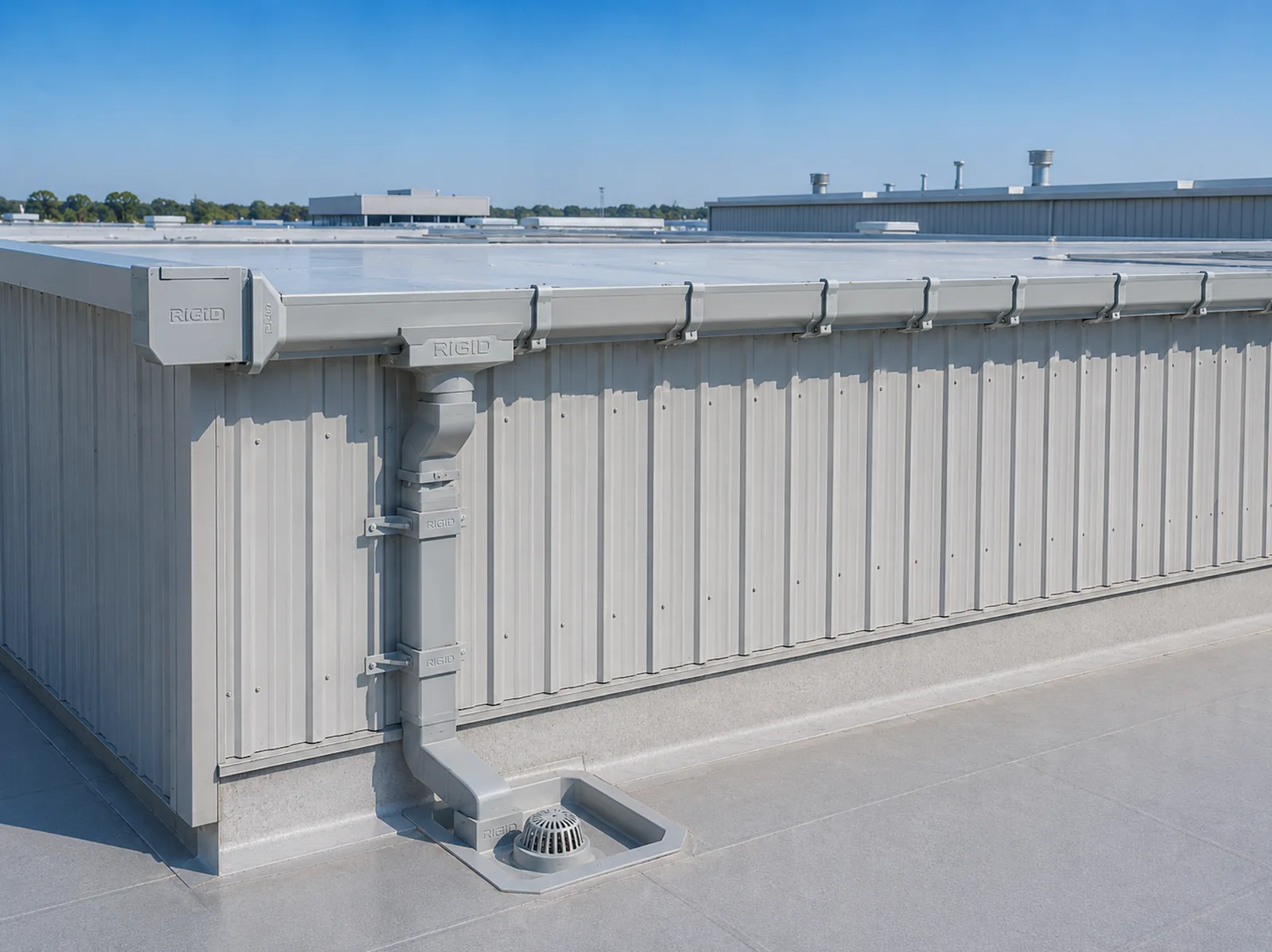 GRP Roof Drainage Systems - GRP roof drainage systems designed for efficient rainwater management and roof drainage in industrial, commercial, and infrastructure projects.
