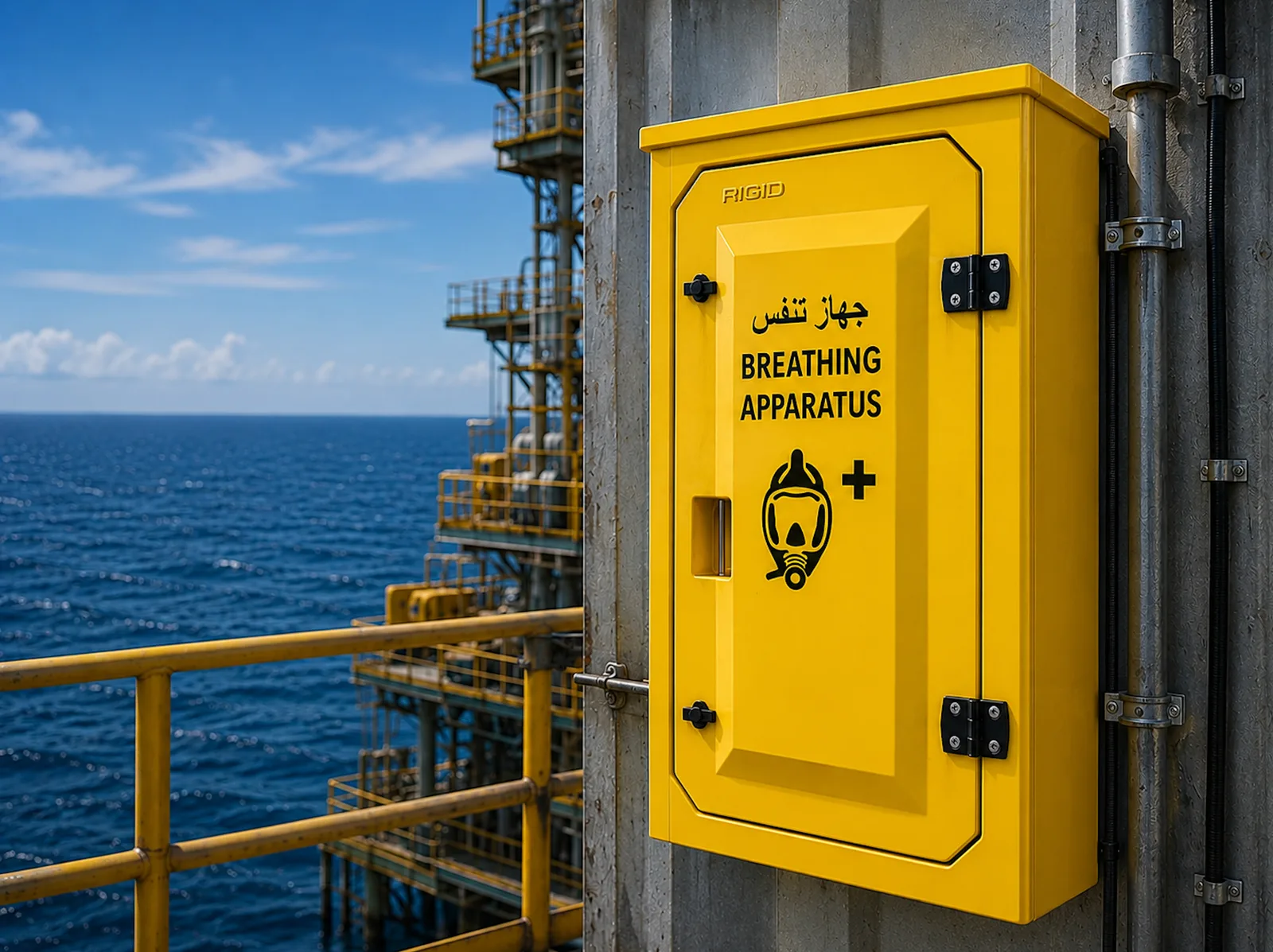 GRP SCBA Cabinets - GRP SCBA cabinets designed for secure storage and protection of self-contained breathing apparatus equipment in firefighting, offshore, industrial, and hazardous environments.