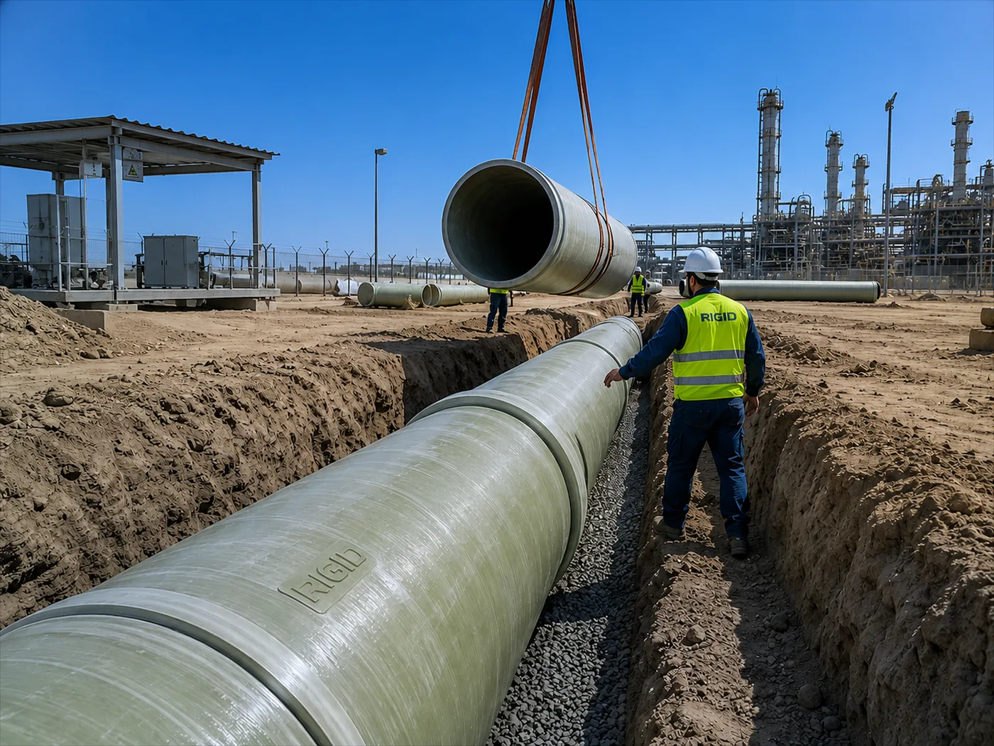 GRP, GRE & GRV Pipe Installation Services by RIGID Fiberglass in Qatar